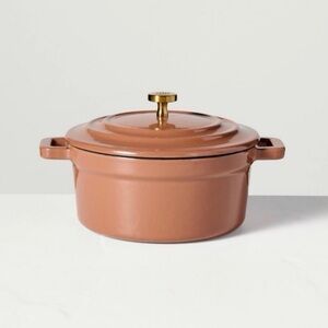 0.5qt Enameled Cast Iron Mini Dutch Oven Brown- Hearth & Hand™ with Magnolia